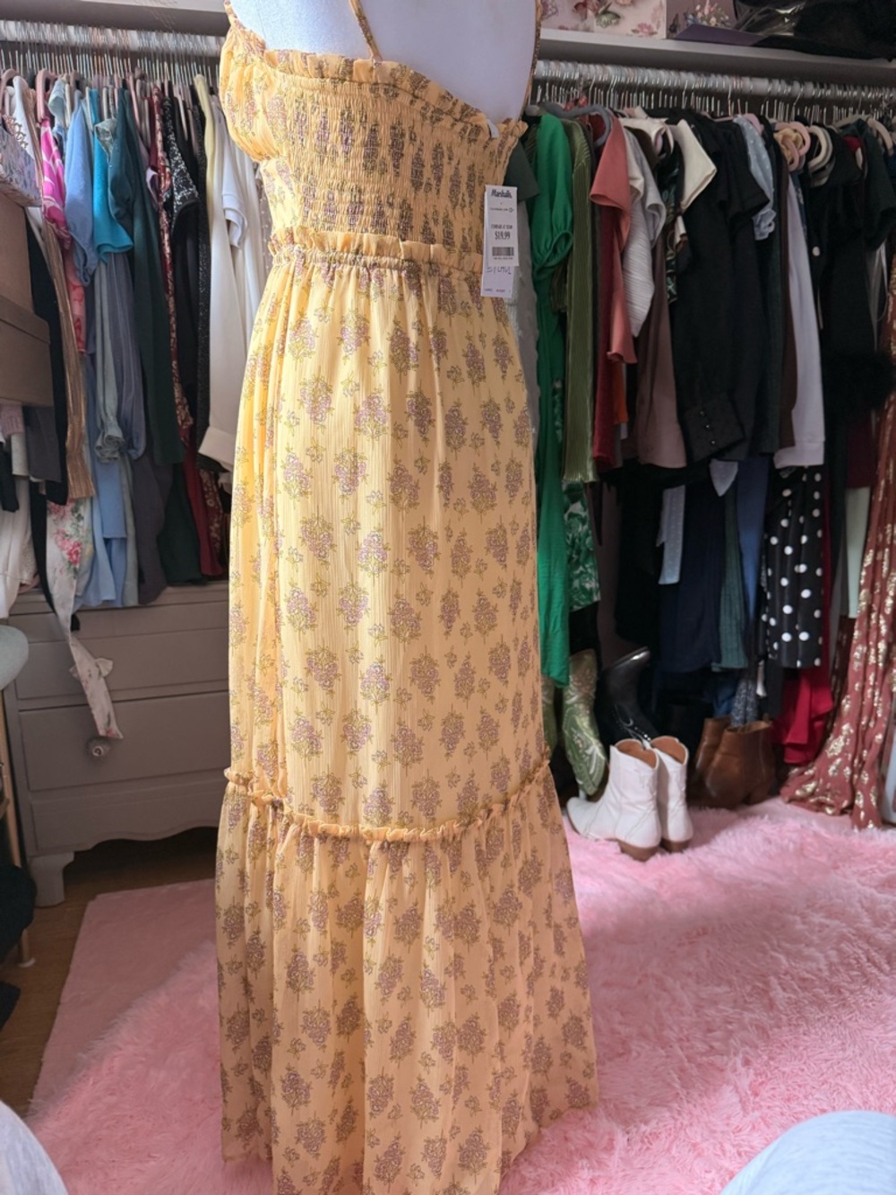 Patrons of Peace Yellow Floral Maxi Dress with Ruffle Bodice - Picture 2 of 4